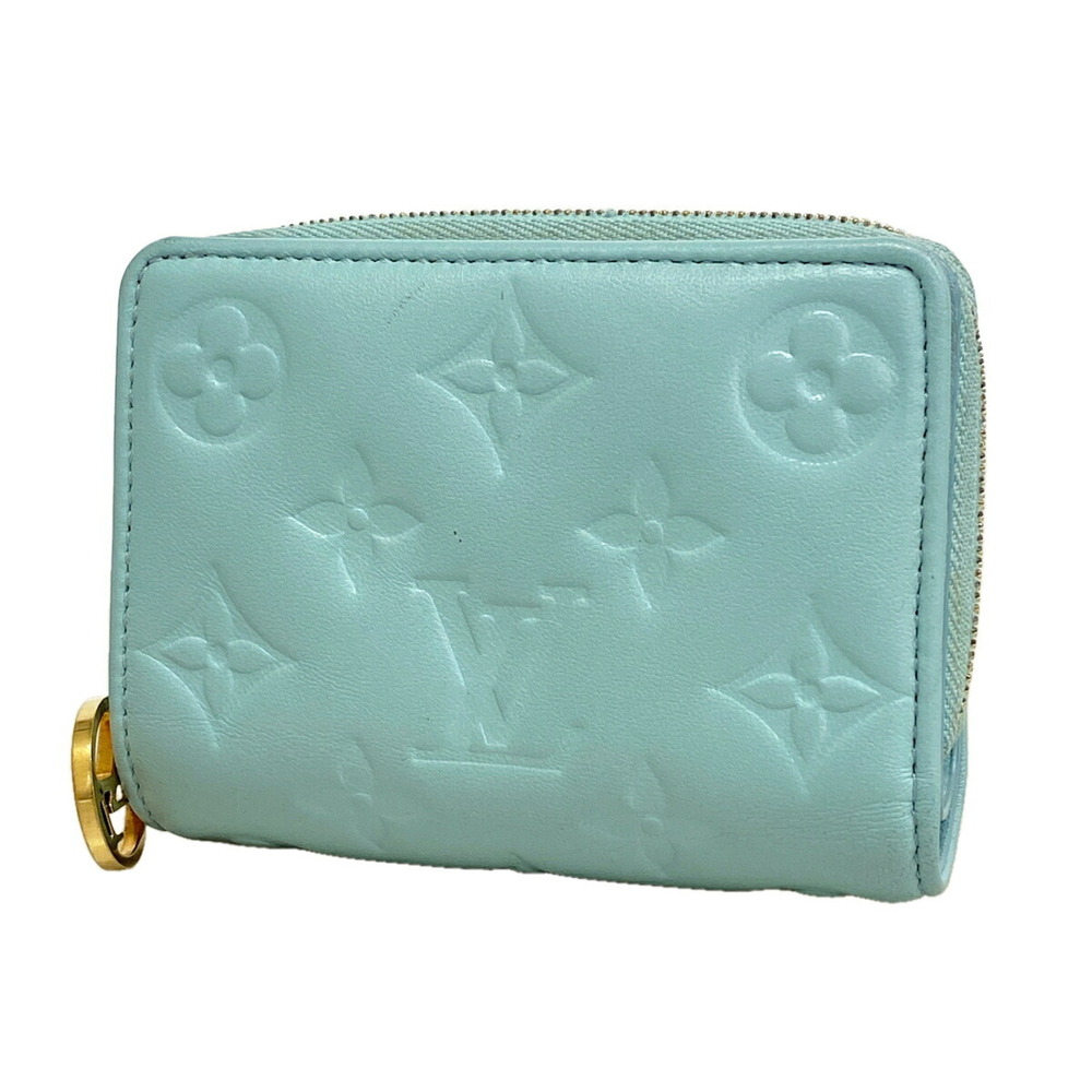 Louis Vuitton Monogram Embossed Portefeuille Lou Wallet M82265 Blue Women's